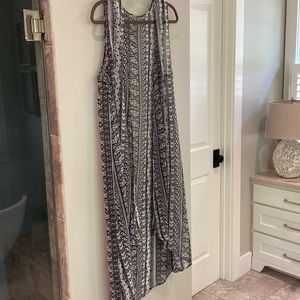 Sleeveless Tribal Print Kimono Cardigan